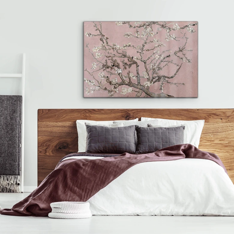 Glasbild van Gogh - Mandelblüte Rosé 