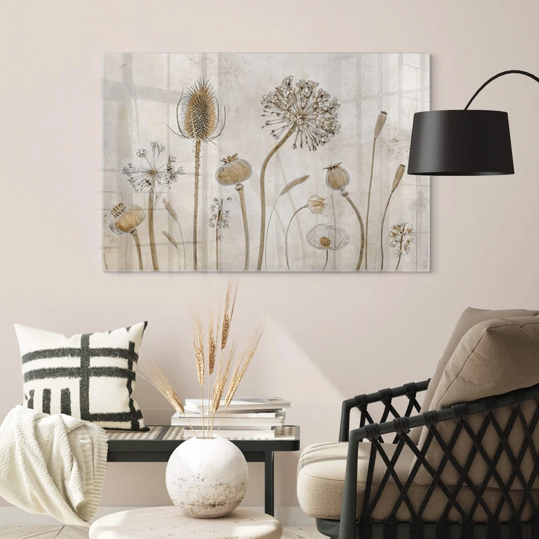 Glasbild Disher - Trockenblumen 