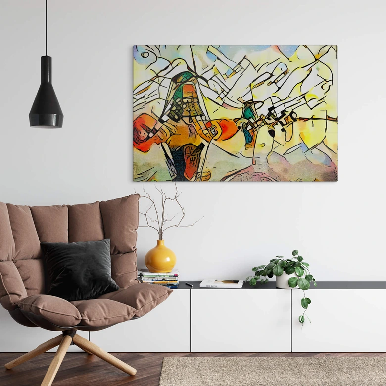 Glasbild Zamart - Kandinsky trifft Niederlande Windmühlen 