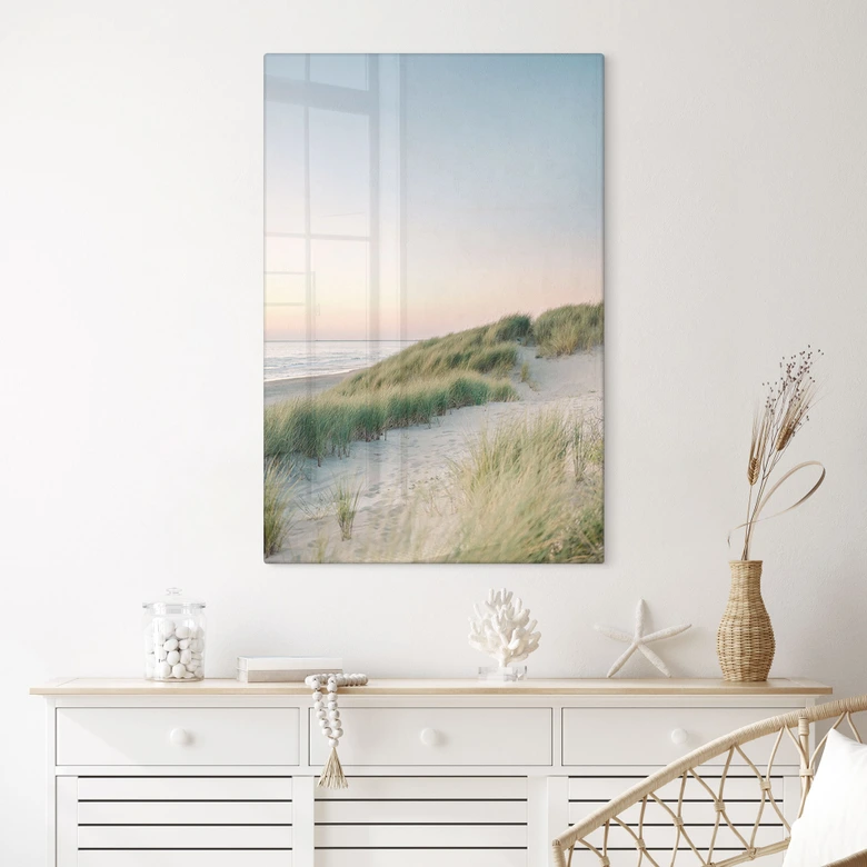 Glasbild Dünen an der holländischen Küste - Zwart 