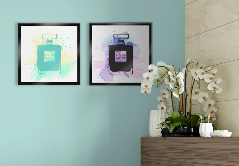 Glasbild Eau de Parfum Aquarell - Grau 