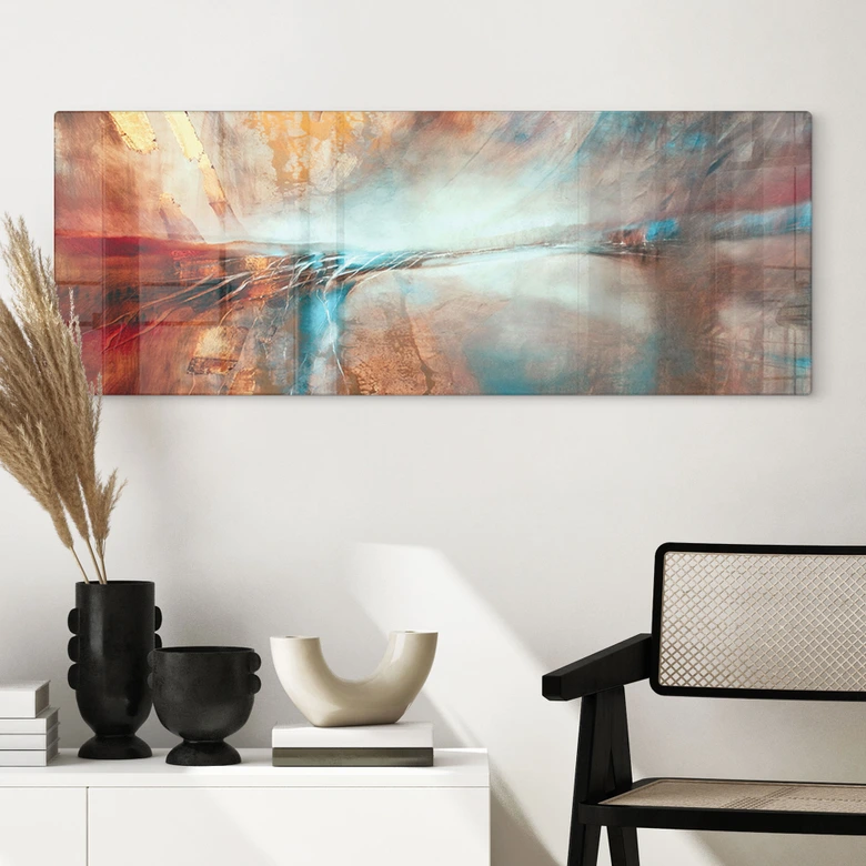 Glasbild Leuchtender Horizont am Wasser - Schmucker - Panorama 