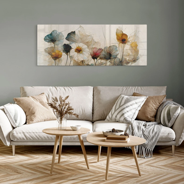 Tableau en verre Bouquet de fleurs séchées - Treechild - Panorama 