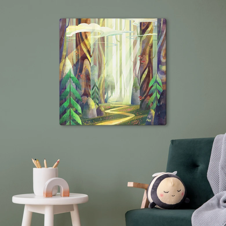 Tableau en verre Forêt enchantée dans la lumière - DigitalArtsi 