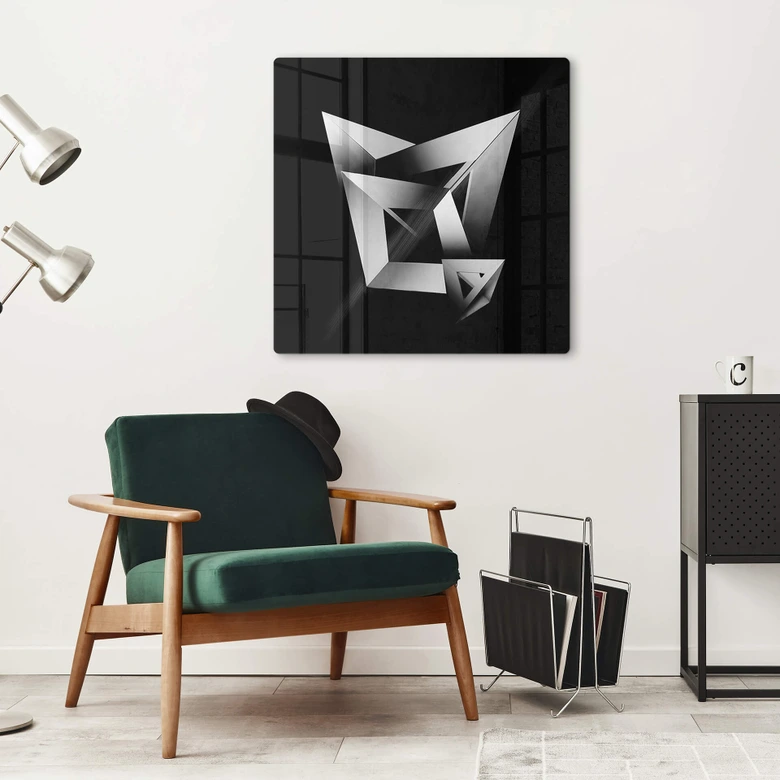 Glasbild Gong - 3D geometrische Formen - Quadratisch 