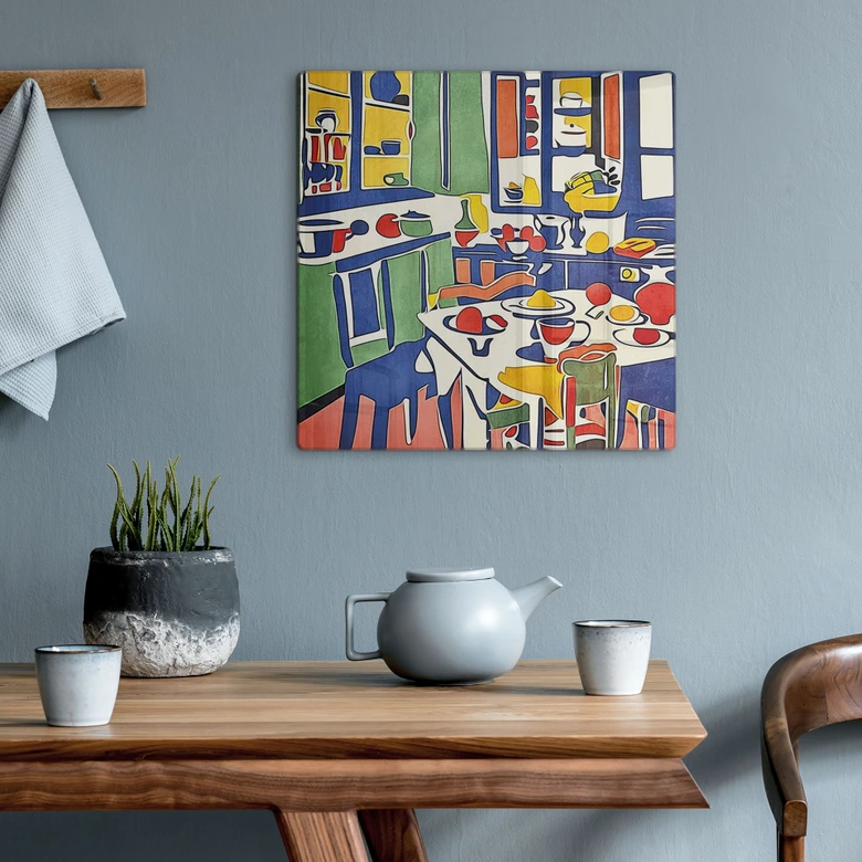Tableau sur verre Dans la cuisine - Inspiré par Matisse - Zamart 