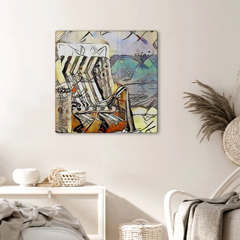 Glasbild Zamart - Kandinsky trifft Warnemünde - Quadratisch 
