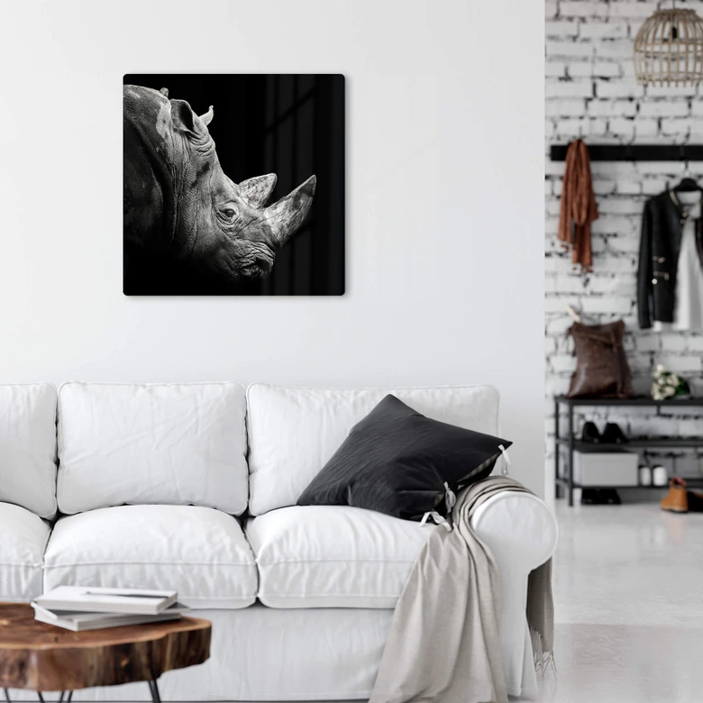 Tableau en verre Meermann - Le rhinocéros - Carré 