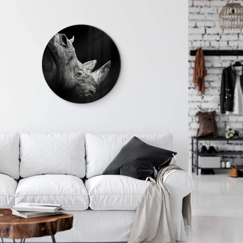 Glasbild Meermann - Das Nashorn - Rund 