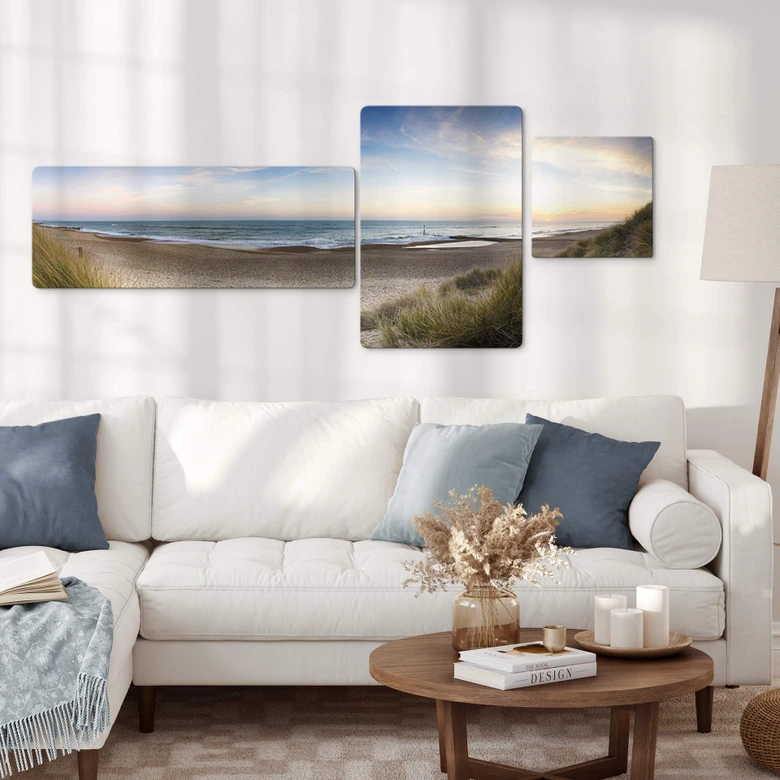 Glasschilderijen Strandpanorama - 3-delig 