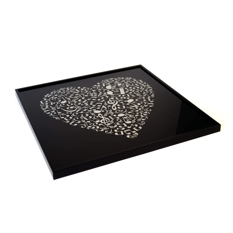 Wanddecoratie Muziek Hart - zilver glitter 