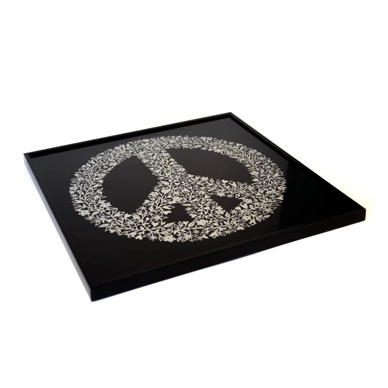 Wandbild Peace Zeichen - Silber Glitzer 