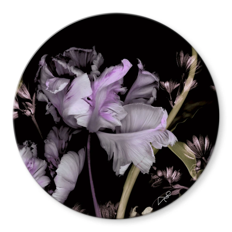 Glasbild Lila Blumen - Guido Maria Kretschmer Kollektion - Rund - Ø 70 cm 