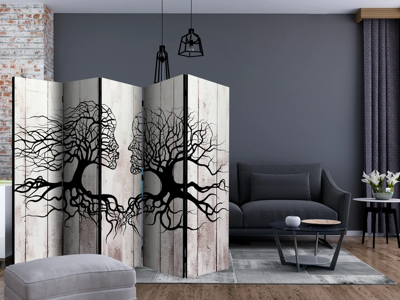 Paravent Séparation de pièce - Baiser des arbres , 5 pièces - 225x172 cm 