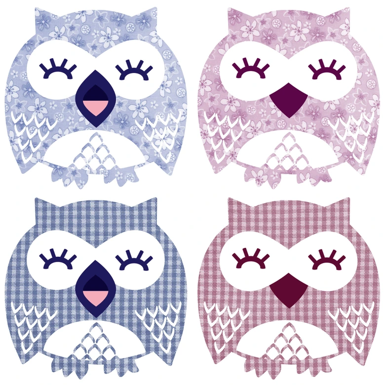 Sticker mural - Hibou set + 4 crochets 