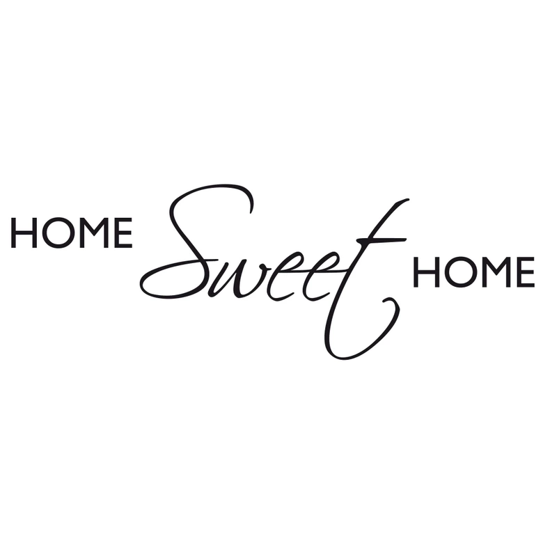 Muursticker Home sweet Home (2-kleurig) incl. 5 haken 