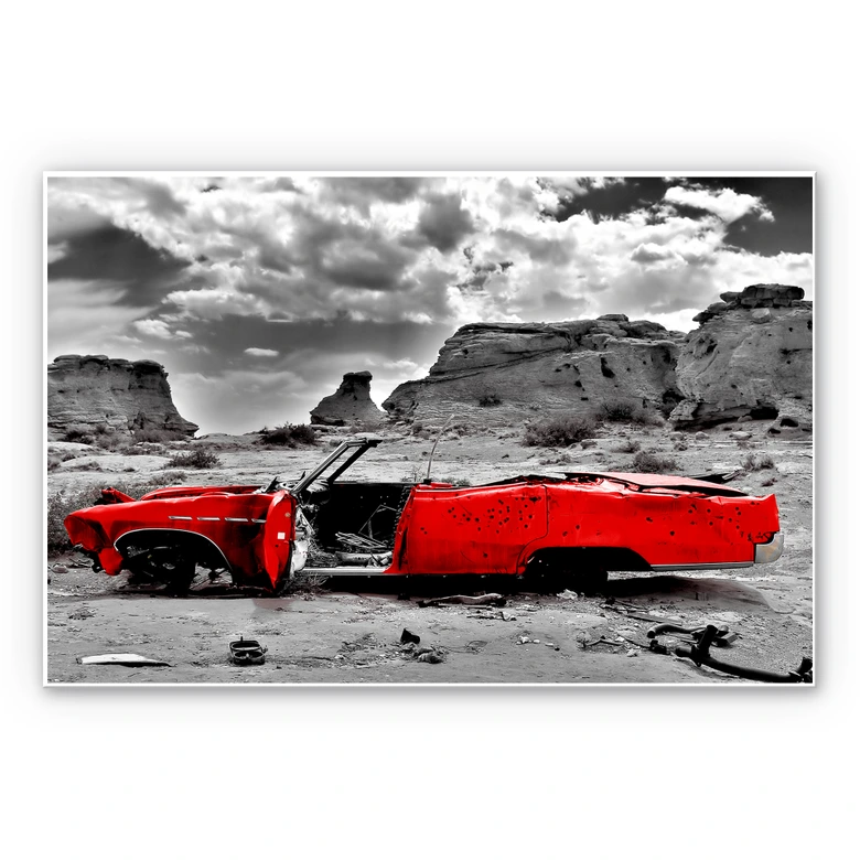 Wandbild Roter Cadillac 