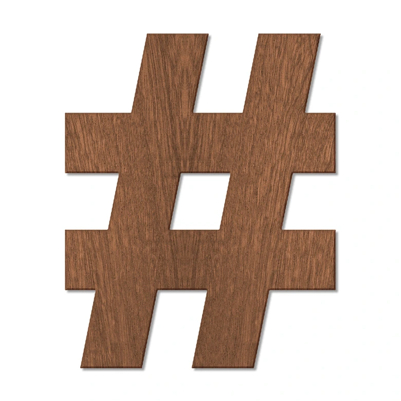Scritta in legno - Hashtag 
