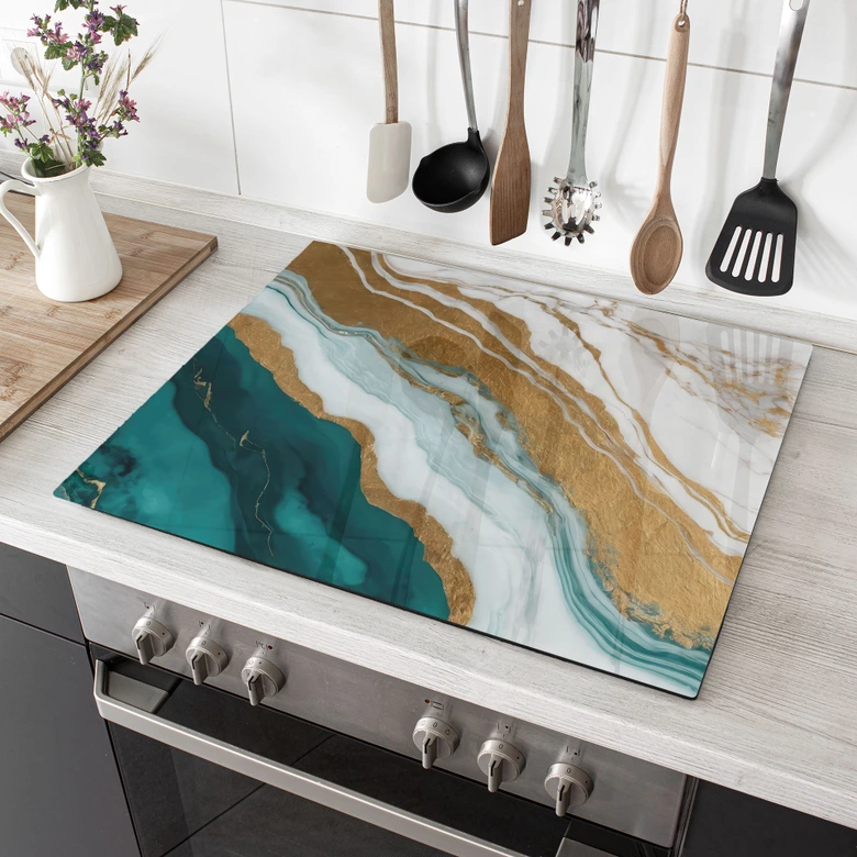 Gold and jade marble river stove top - Alpenglow Workshop 