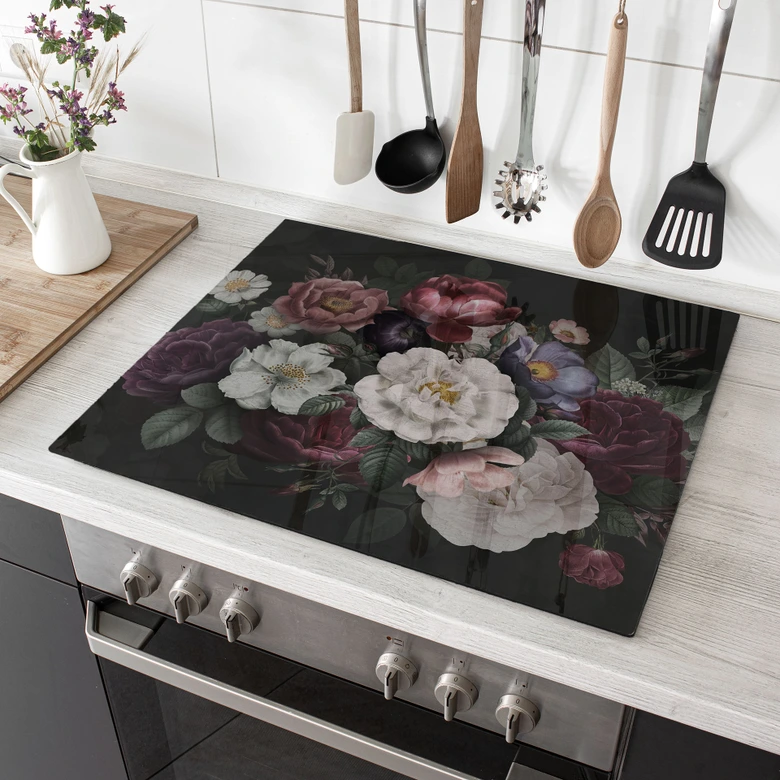 Piastra coprifornello: natura morta di fiori in stile Redouté - Bloomery Decor 