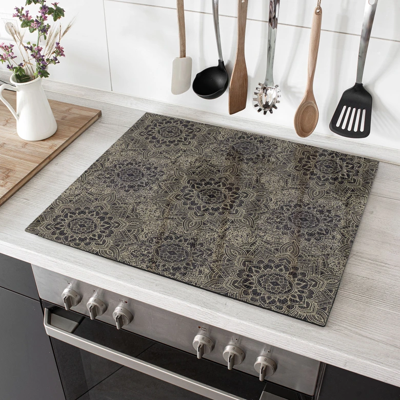 Herdabdeckplatte Mandala Boho Antikgold - Bloomery Decor 