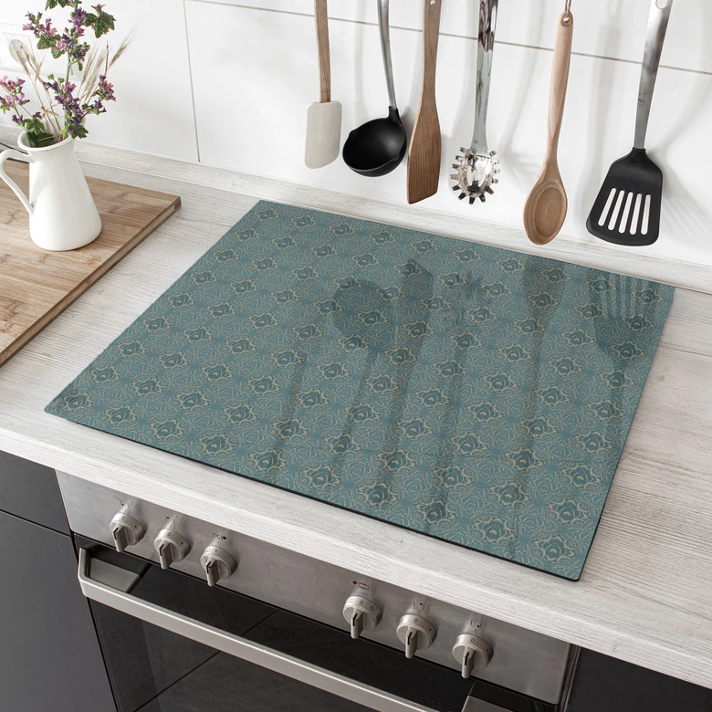 Herdabdeckplatte Vintage Mandala in Türkisgold - Bloomery Decor 