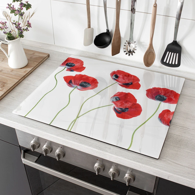 Herdabdeckplatte Disher - Mohnblumen 