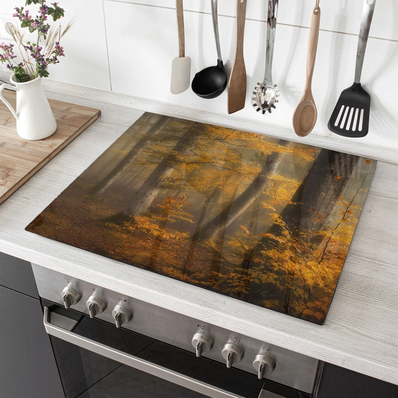 Plaque de recouvrement pour cuisinière Feuilles dorées dans la forêt brumeuse - Maier 