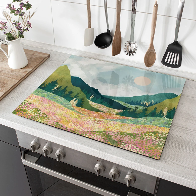 Herdabdeckplatte Farbenfrohe Frühlingswiese - SpaceFrog Designs 