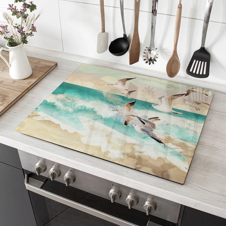 Afdekplaat voor fornuis Zeemeeuwen op het strand - SpaceFrog Designs 