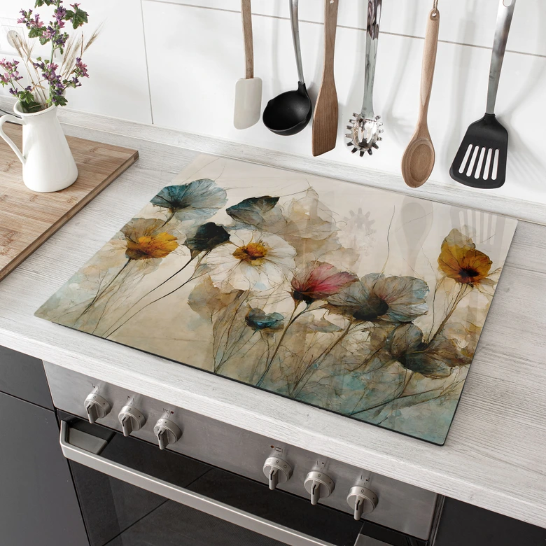 Bouquet of dried flowers stove cover plate - Treechild 