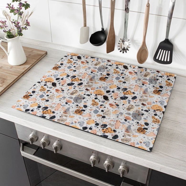 Stove cover plate Colorful terrazzo stones - Treechild 