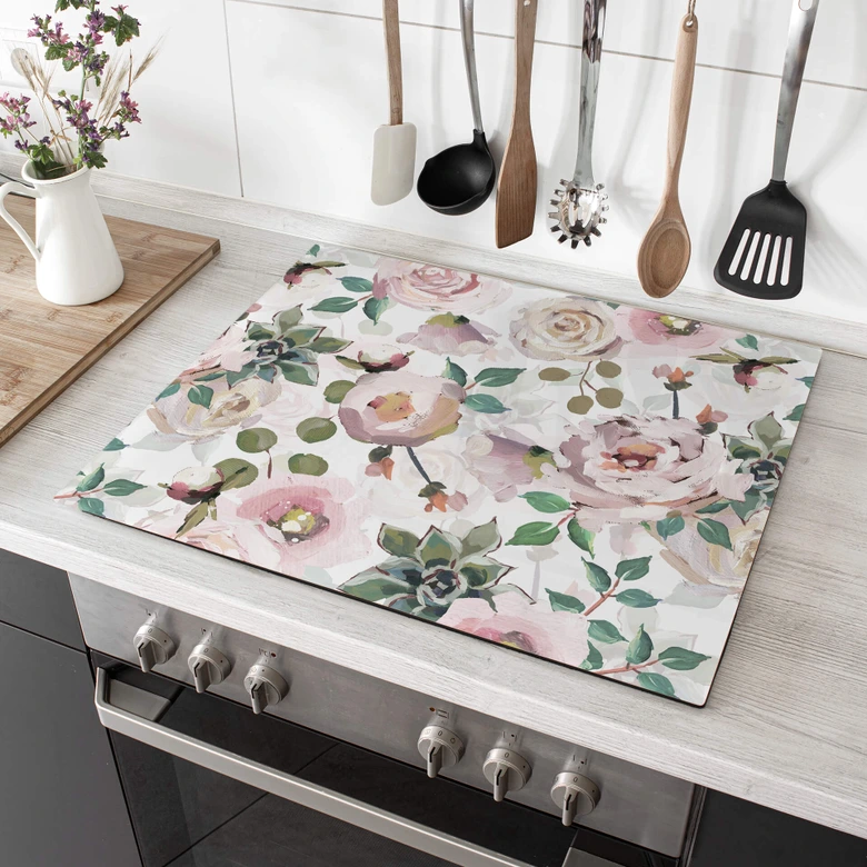 Herdabdeckplatte UN Designs - Blumen im Gemälde Stil 