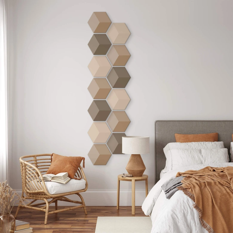 3D Hexagon - Alu-Dibond Dunkelbraun 