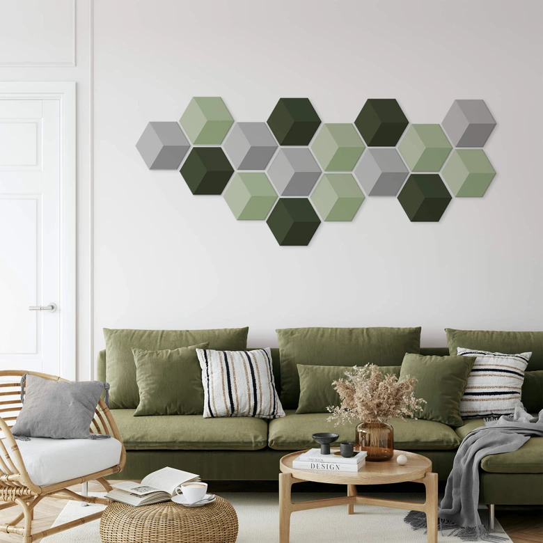 3D Hexagon - Alu-Dibond Dunkelgrün 