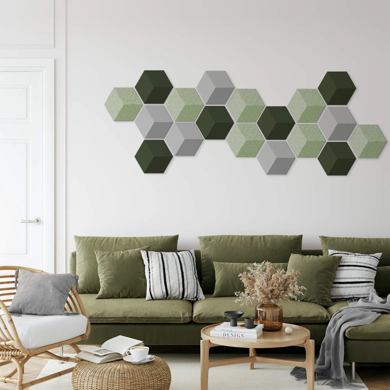 3D Hexagon Dibond - Groen met Patroon 