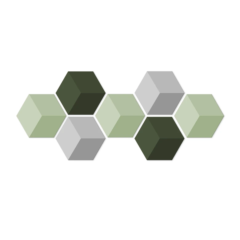 3D Hexagon - Alu-Dibond Set Grün (7er Set) 