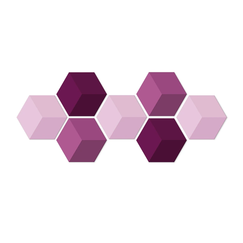 3D Hexagon - Alu-Dibond Set Magenta (7er Set) 