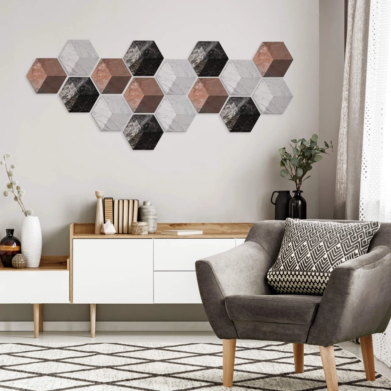 3D Hexagon - Alu-Dibond Marmor 06 