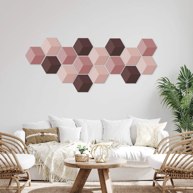 3D Hexagon - Alu-Dibond Rot 