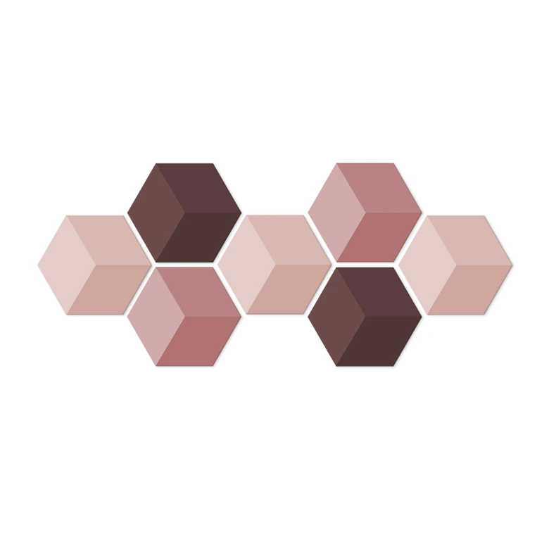 3D Hexagon - Alu-Dibond Set Rot (7er Set) 