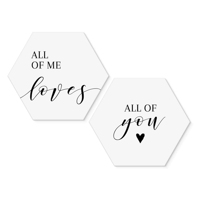 Hexagon - Alu-Dibond All of me loves all of you (2-teilig) 