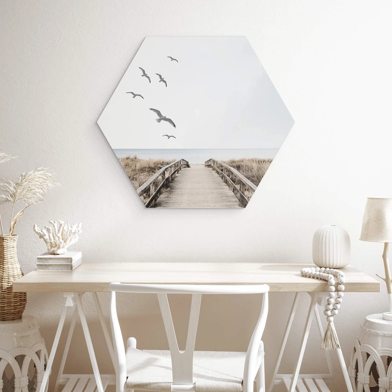 Hexagon Wandbild Blick auf die Ostsee - Alu-Dibond 