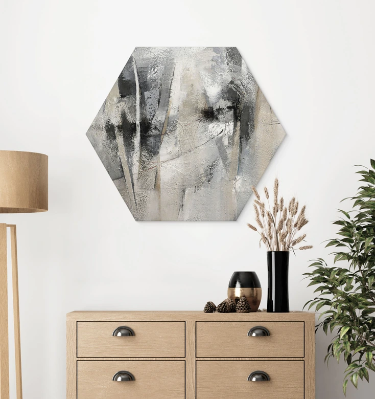 Hexagon Wandbild Abstrakte Landschaft - Fedrau - Alu-Dibond 