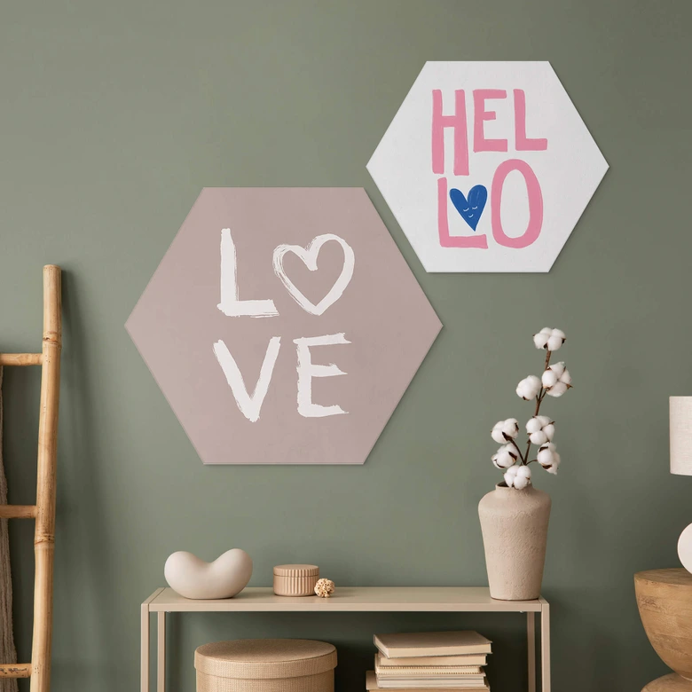 Hexagon Wandbild Fritsch - Ein freundlicher Gruß - Alu-Dibond 