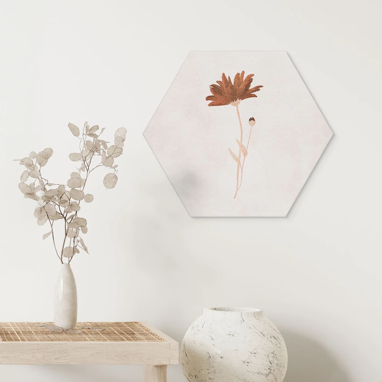 Hexagon Wandbild Wildblume abstrakt - Goed Blauw - Alu-Dibond 
