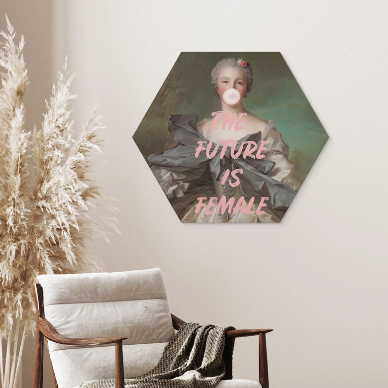 Hexagon Wandbild Die Zukunft ist weiblich - Grace Digital Art - Alu-Dibond 