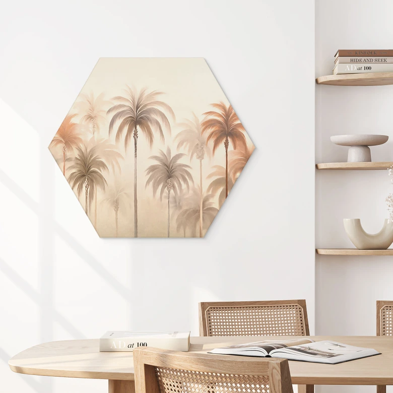 Hexagone - alu-Dibond Paysage tropical avec palmiers - Haase 