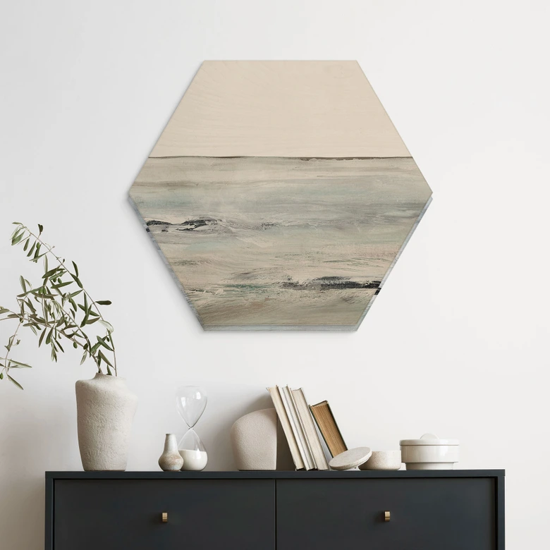 Hexagon-Wandbild Wellen am Sandy Bay - Hobday - Alu-Dibond 