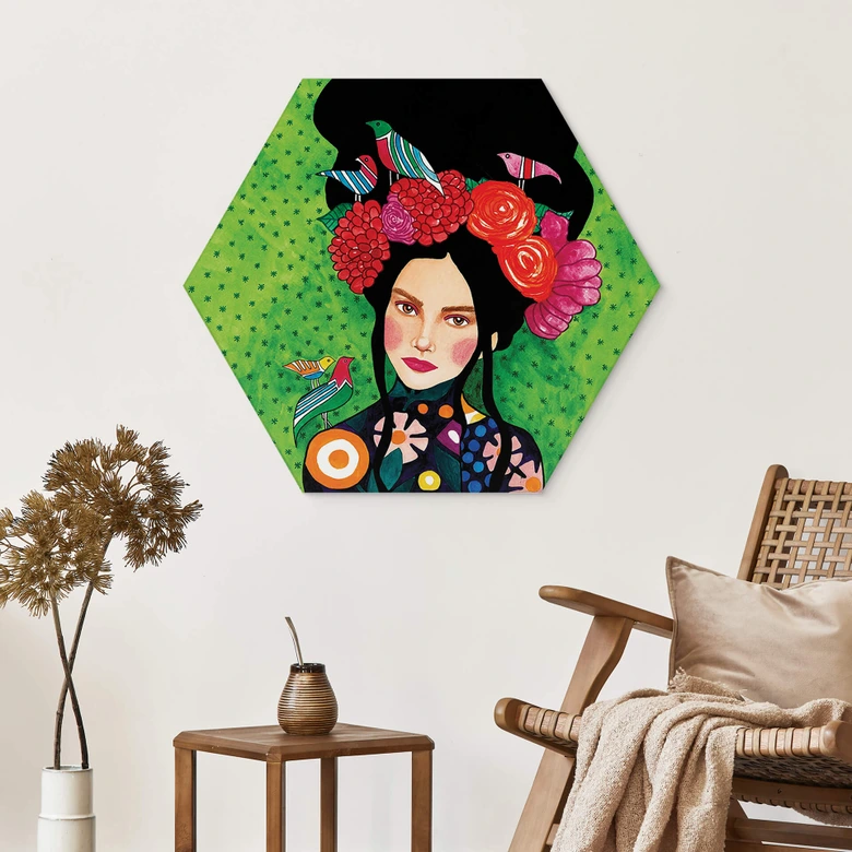 Hexagon Wandbild Ein gut gehütetes Geheimnis - Alu-Dibond - Hülya 